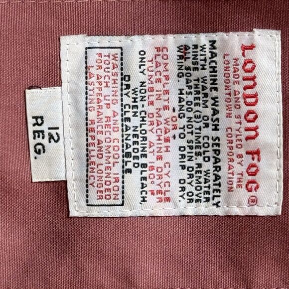 London Fog Maincoats Removable Faux Fur Lining Mauve Trench Belted Sz 12 Vintage - Picture 6 of 10